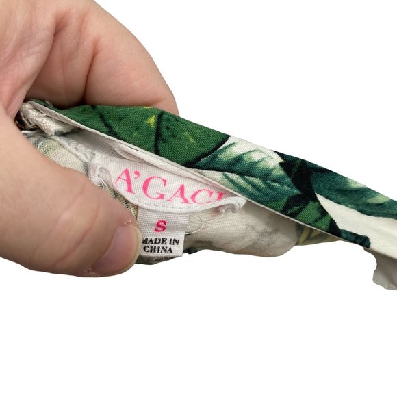 A'Gaci floral skort crop top size small two piece set high waist white green - Picture 8 of 11